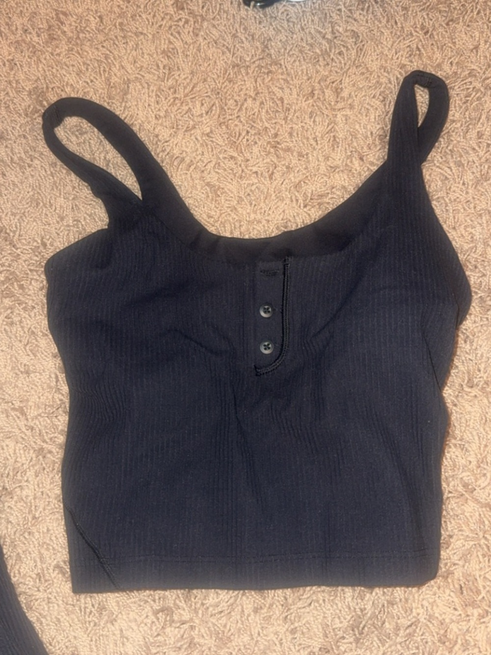 lululemon athletica Black Ribbed Button-Front Tank